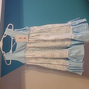 Omijo  Light Blue and White Sundress